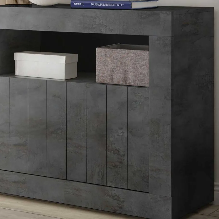 Best Wohnen 138x86x43 Esszimmer Kommode in Dunkelgrau - Putri