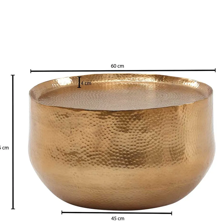 Clearance Wohnen 60x35x60 Fassförmiger Couchtisch in Gold - Aspect