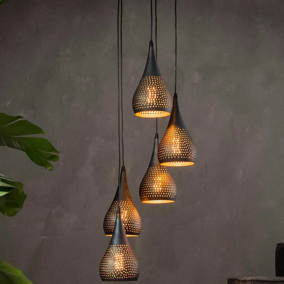 Clearance Wohnen 35x150x35 5-flammige Hängeleuchte aus Metall - Marguerite