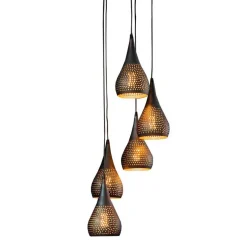 Clearance Wohnen 35x150x35 5-flammige Hängeleuchte aus Metall - Marguerite