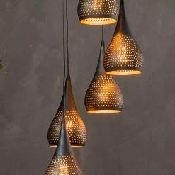 Clearance Wohnen 35x150x35 5-flammige Hängeleuchte aus Metall - Marguerite