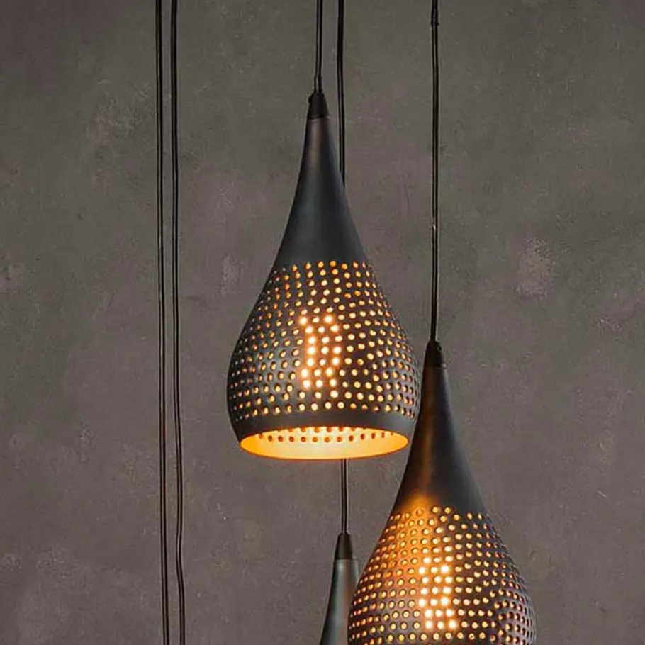 Clearance Wohnen 35x150x35 5-flammige Hängeleuchte aus Metall - Marguerite