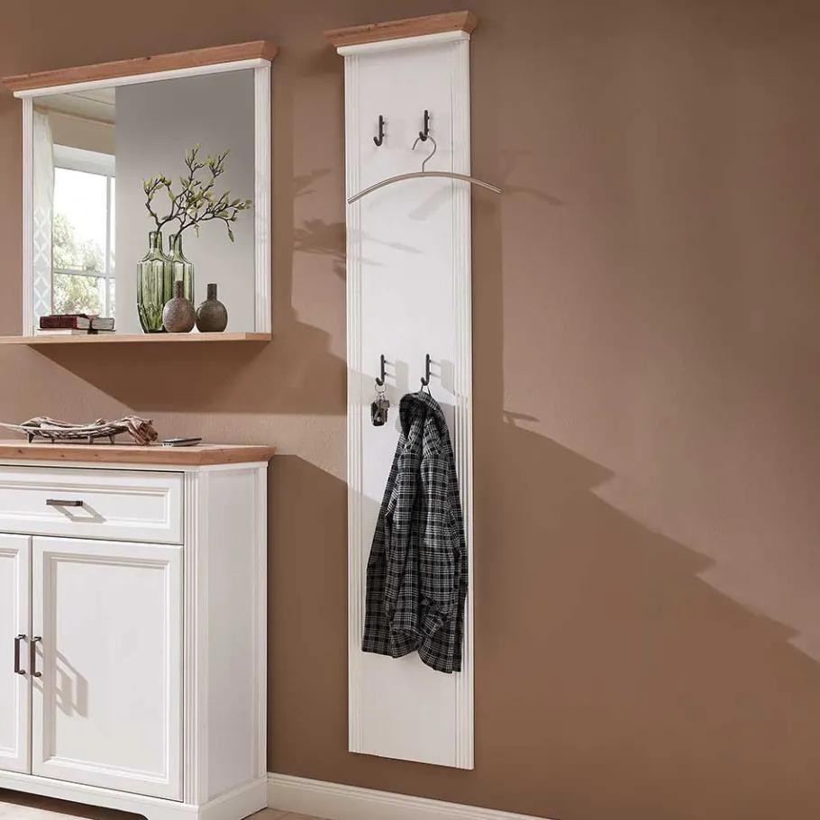 Outlet Wohnen 41x195x9 Garderobenpaneel mit 4 festen Haken - Nurelcas