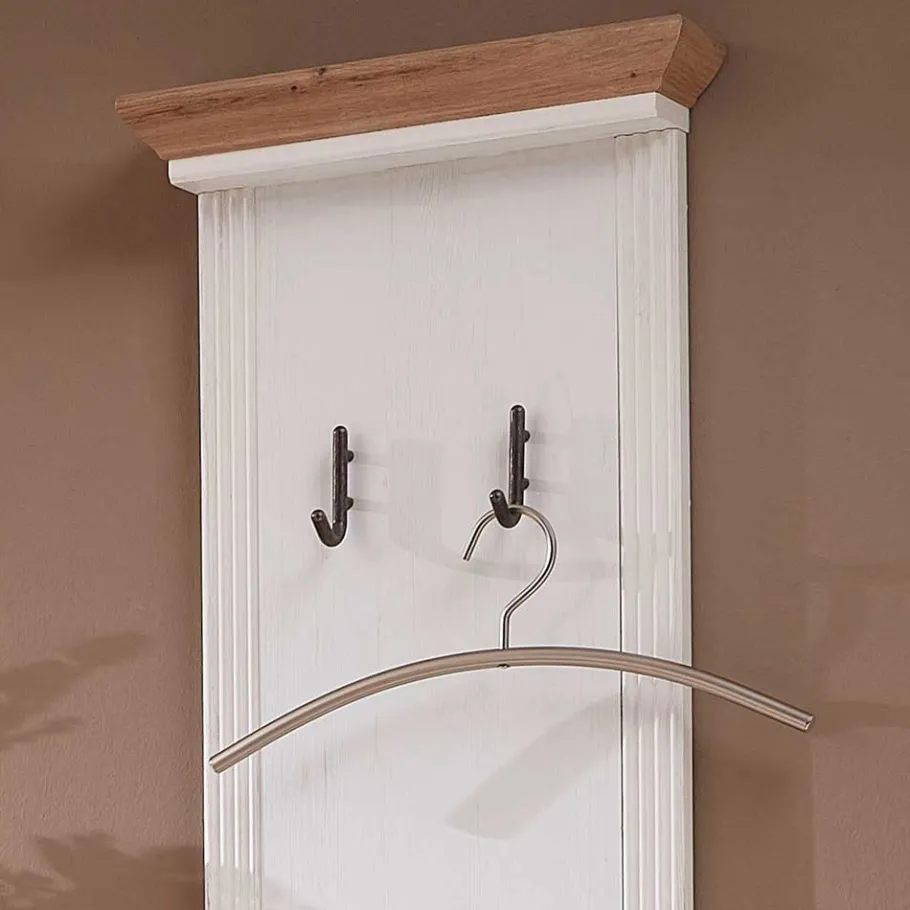 Outlet Wohnen 41x195x9 Garderobenpaneel mit 4 festen Haken - Nurelcas