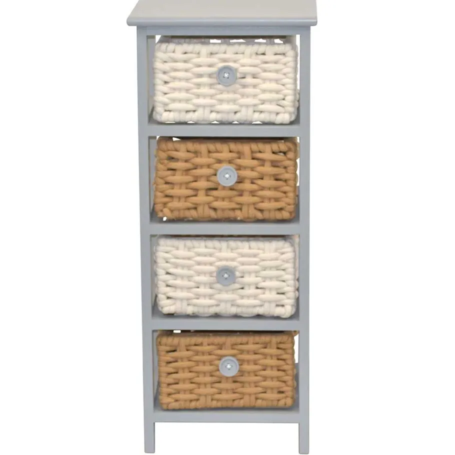 Best Wohnen 30x73x25 Graues Regal mit vier Körben - Donnira