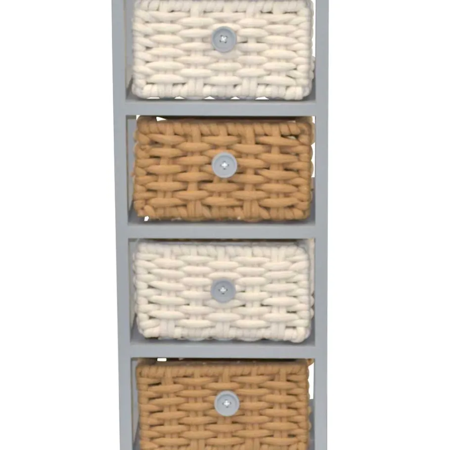 Best Wohnen 30x73x25 Graues Regal mit vier Körben - Donnira