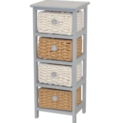 Best Wohnen 30x73x25 Graues Regal mit vier Körben - Donnira