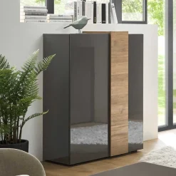 New Wohnen 78x116x44 Highboard in Dunkelgrau Hochglanz - Eracosta