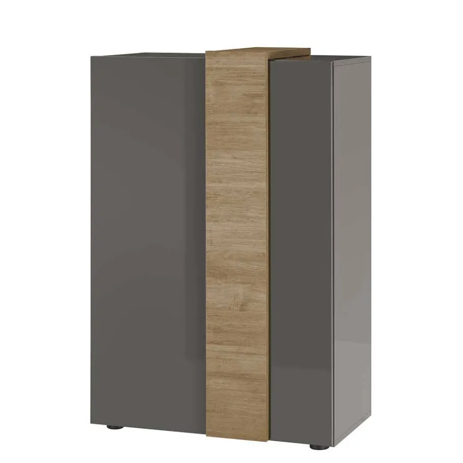 New Wohnen 78x116x44 Highboard in Dunkelgrau Hochglanz - Eracosta