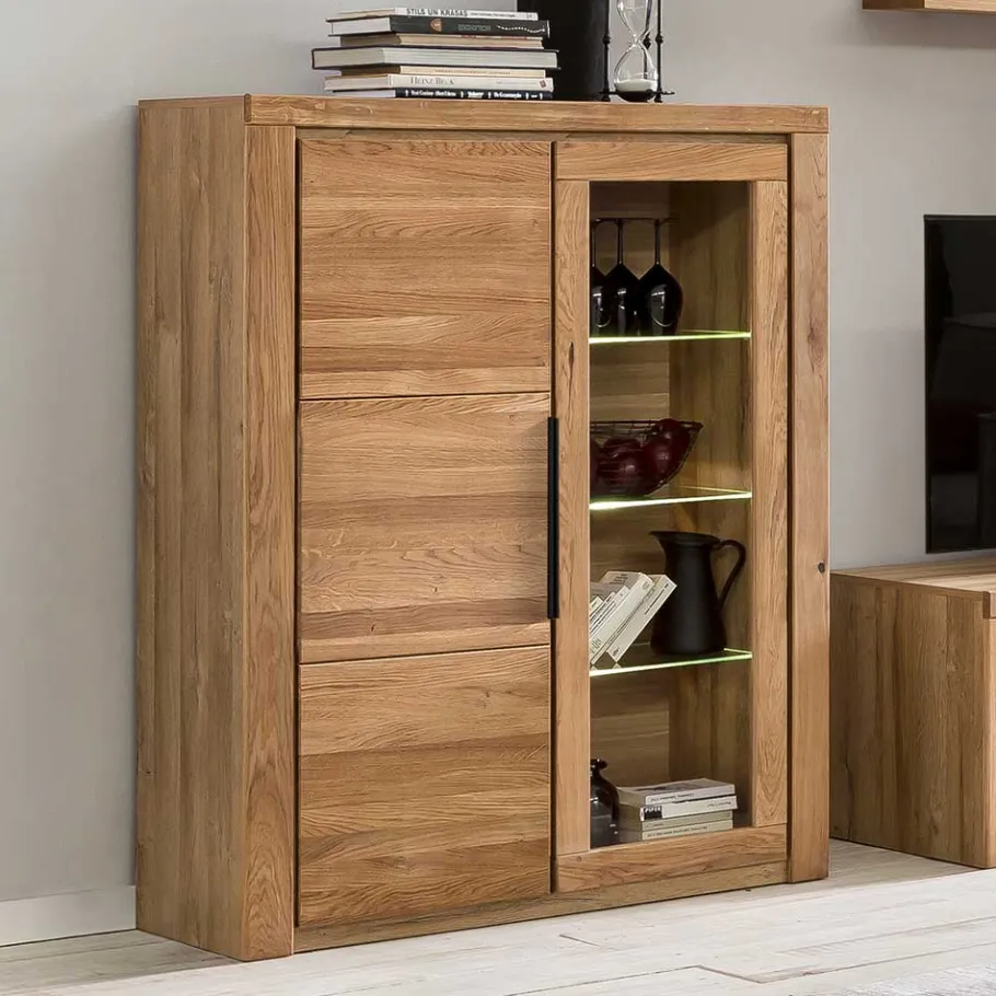 Outlet Wohnen 108x141x40 Highboard mit Glaseinsatz - Nelenia
