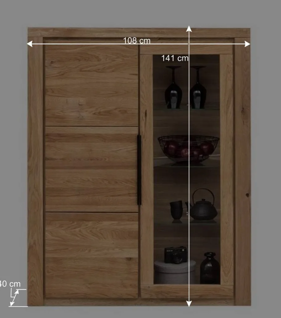 Outlet Wohnen 108x141x40 Highboard mit Glaseinsatz - Nelenia