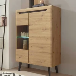 Hot Wohnen 90x134x40 Highboard mit Glaseinsatz 2-türig - Olcian