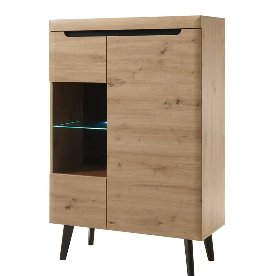 Hot Wohnen 90x134x40 Highboard mit Glaseinsatz 2-türig - Olcian