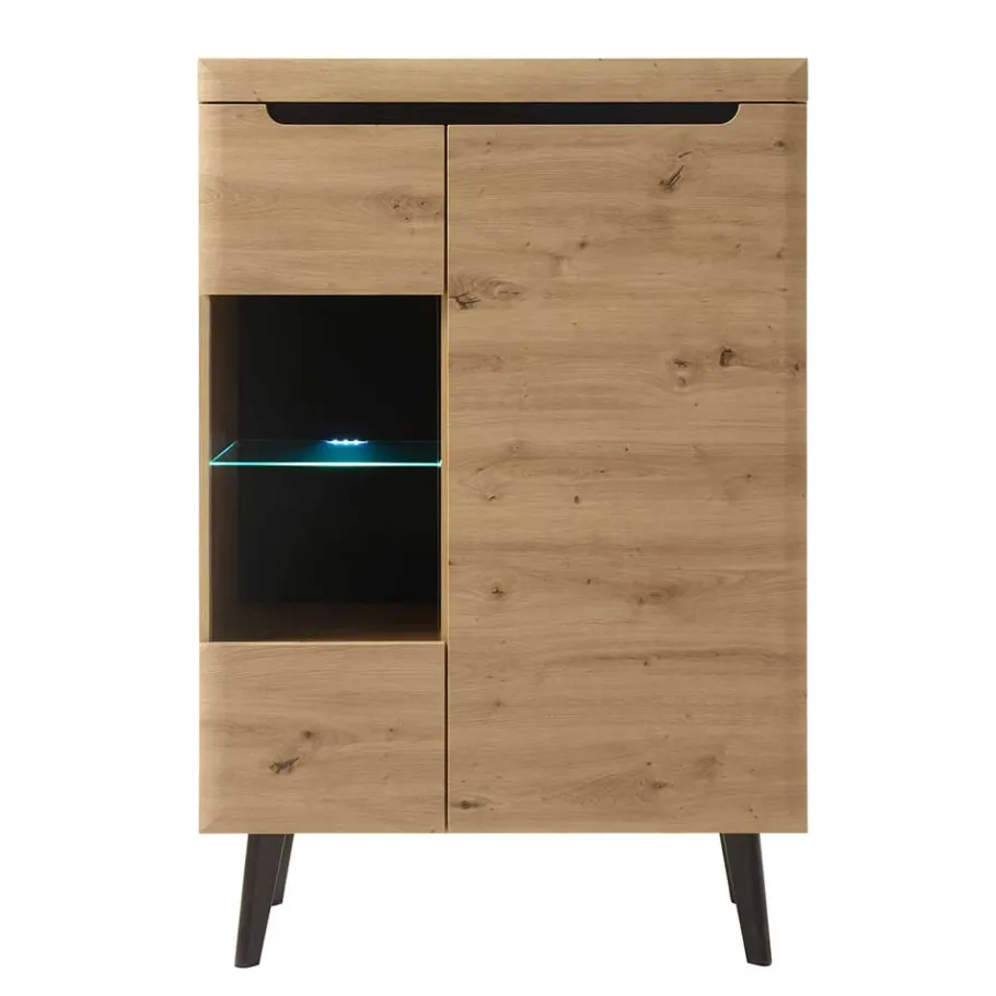 Hot Wohnen 90x134x40 Highboard mit Glaseinsatz 2-türig - Olcian