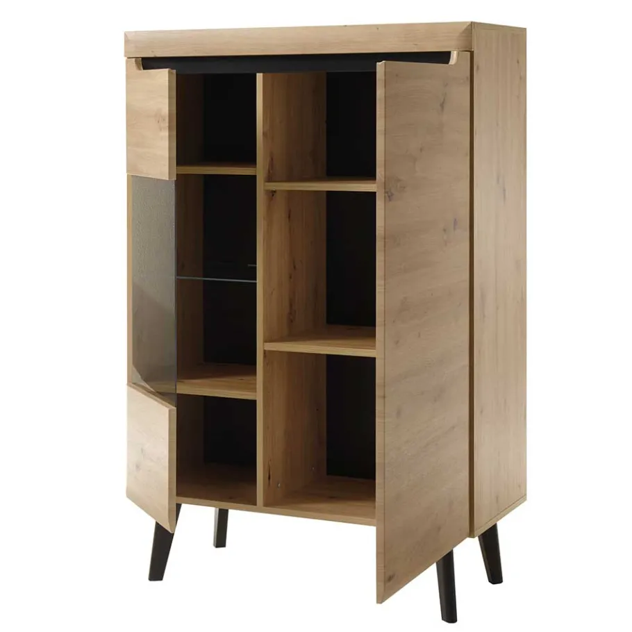 Hot Wohnen 90x134x40 Highboard mit Glaseinsatz 2-türig - Olcian