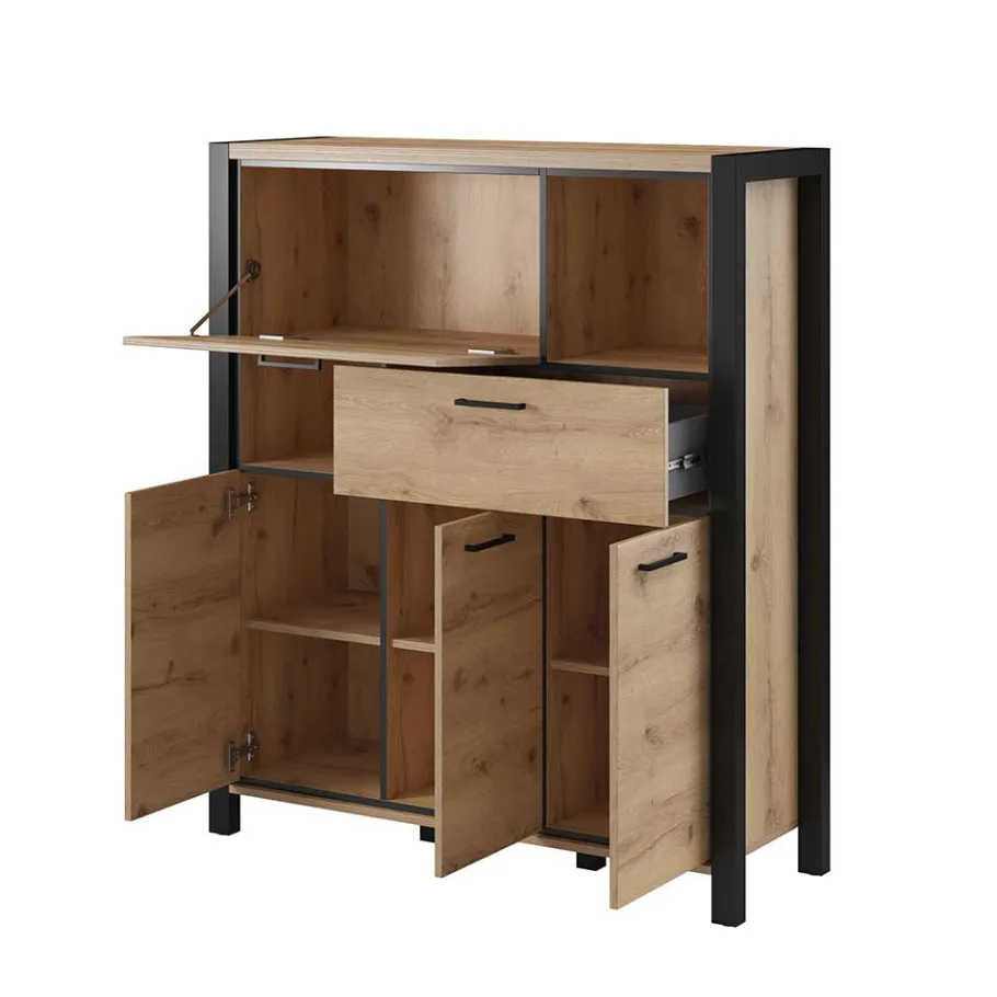 Sale Wohnen 120x140x41 Highboard mit Klappe & 3 Türen - Zavorra