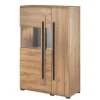 Sale Wohnen 90x136x39 Highboard Vitrine in Eiche Holzoptik - Aberdeen