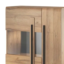 Sale Wohnen 90x136x39 Highboard Vitrine in Eiche Holzoptik - Aberdeen