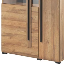Sale Wohnen 90x136x39 Highboard Vitrine in Eiche Holzoptik - Aberdeen