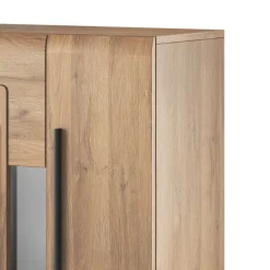 Sale Wohnen 90x136x39 Highboard Vitrine in Eiche Holzoptik - Aberdeen