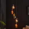 Online Wohnen 40x180x40 Hängeleuchte 5-flammig mit Glasschirmen - Yason