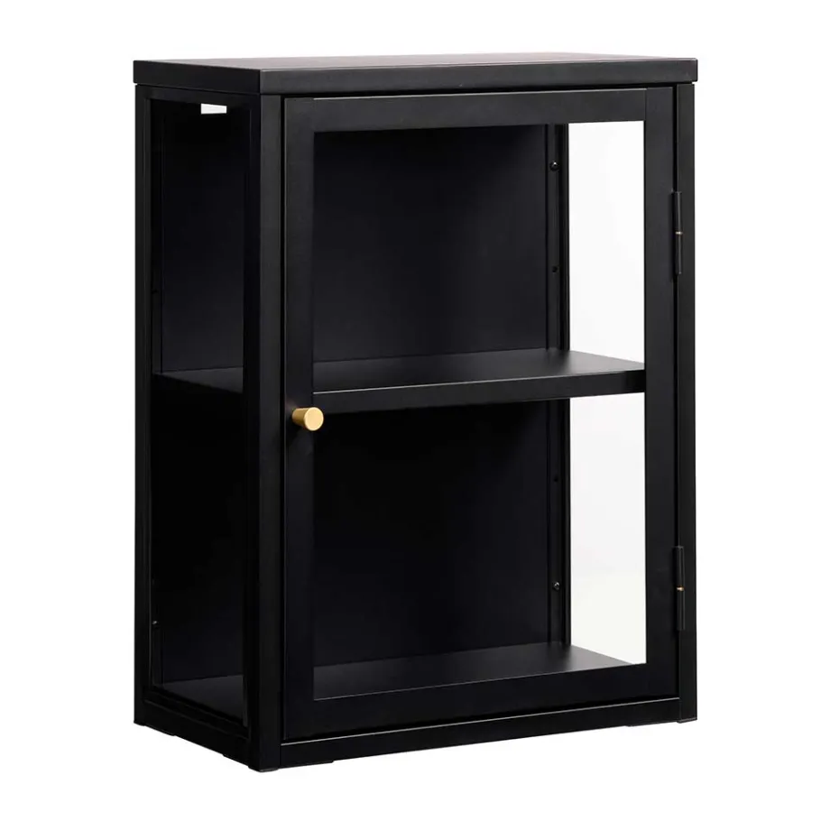New Wohnen 45x60x25 Hängende Vitrine aus Metall in Schwarz - Butoaie