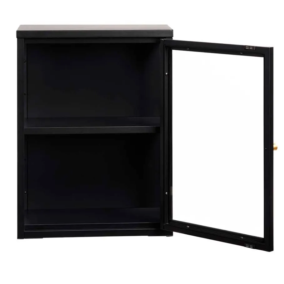 New Wohnen 45x60x25 Hängende Vitrine aus Metall in Schwarz - Butoaie