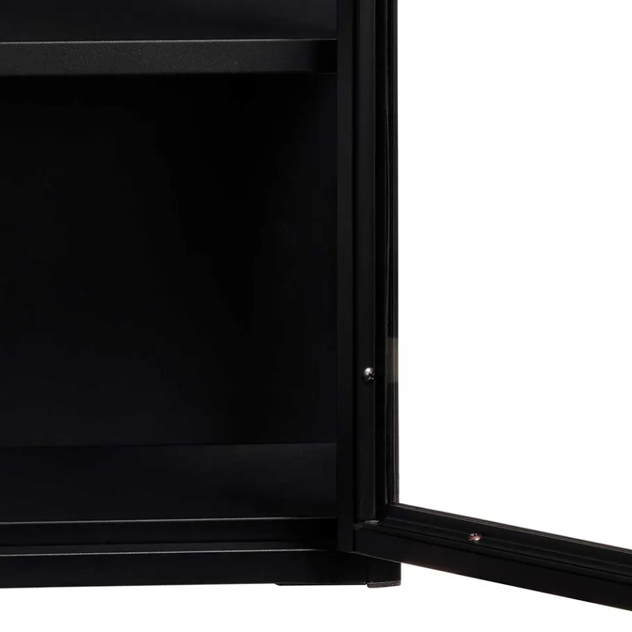 New Wohnen 45x60x25 Hängende Vitrine aus Metall in Schwarz - Butoaie