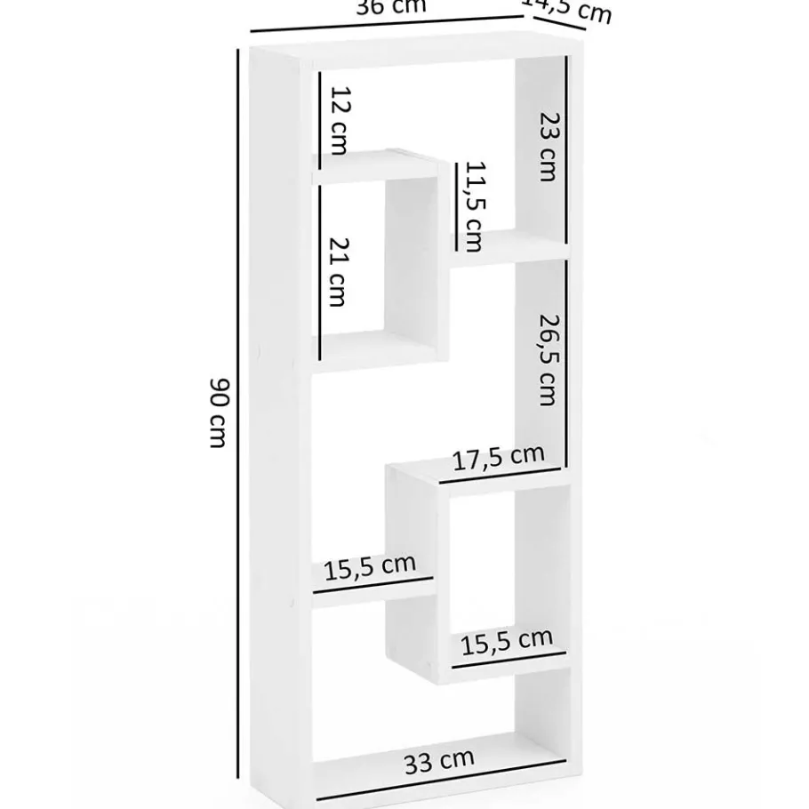 Wohnen 36x90x14 Hängendes Regal mit fünf Fächern - Hank I