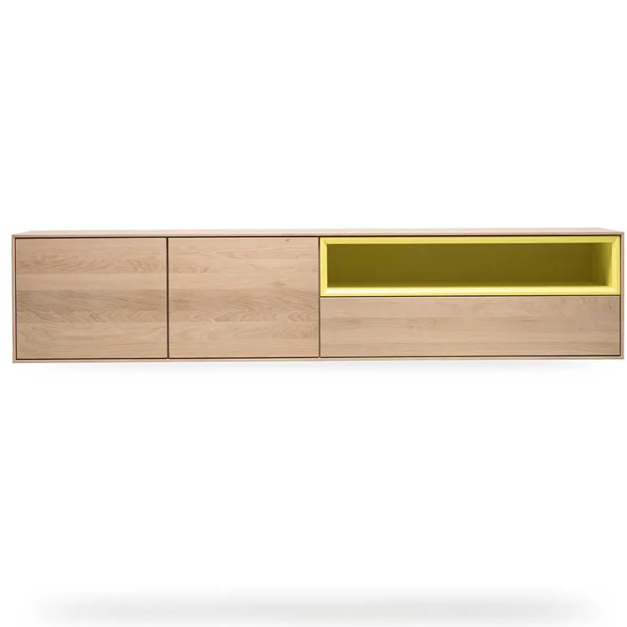 Sale Wohnen 205x43x40 Hängeschrank fürs Wohnzimmer in Eiche Bianco - Enifra
