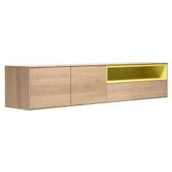Sale Wohnen 205x43x40 Hängeschrank fürs Wohnzimmer in Eiche Bianco - Enifra