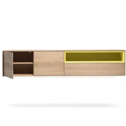 Sale Wohnen 205x43x40 Hängeschrank fürs Wohnzimmer in Eiche Bianco - Enifra