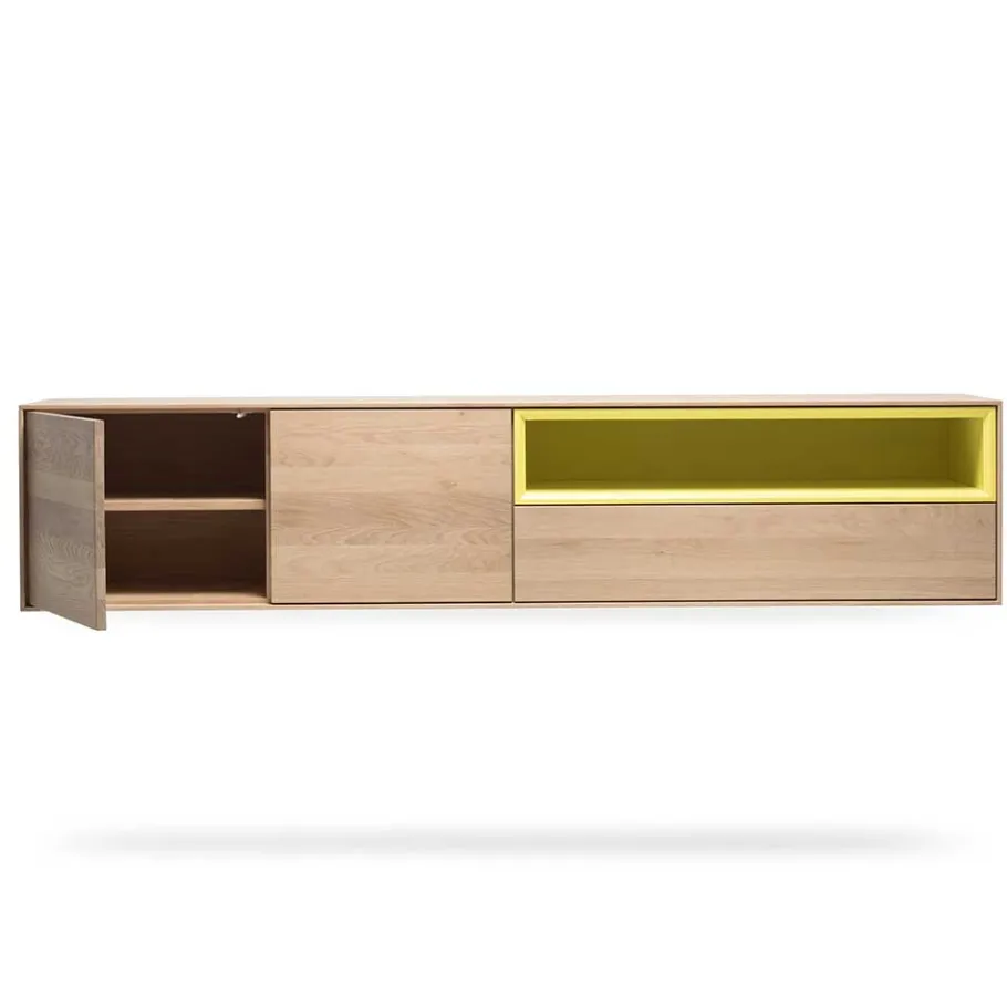 Sale Wohnen 205x43x40 Hängeschrank fürs Wohnzimmer in Eiche Bianco - Enifra