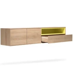 Sale Wohnen 205x43x40 Hängeschrank fürs Wohnzimmer in Eiche Bianco - Enifra