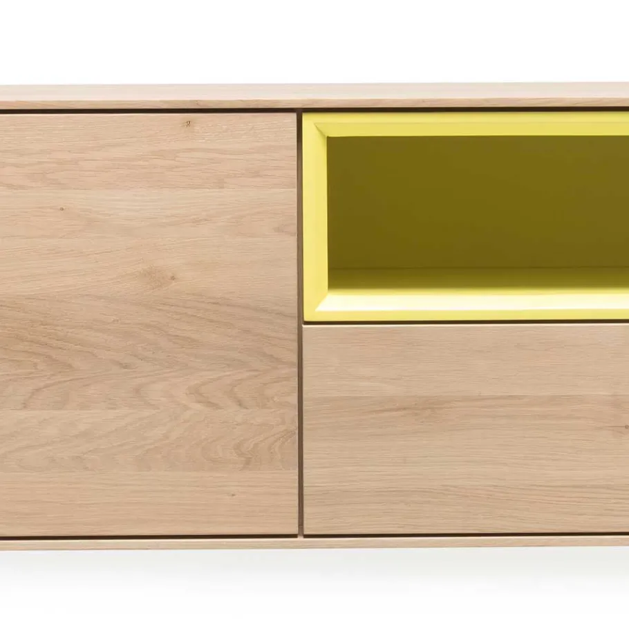 Sale Wohnen 205x43x40 Hängeschrank fürs Wohnzimmer in Eiche Bianco - Enifra