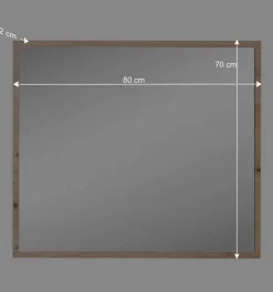 Clearance Wohnen 80x70x2 Hängespiegel mit Rahmen in Holzoptik - Kuetra