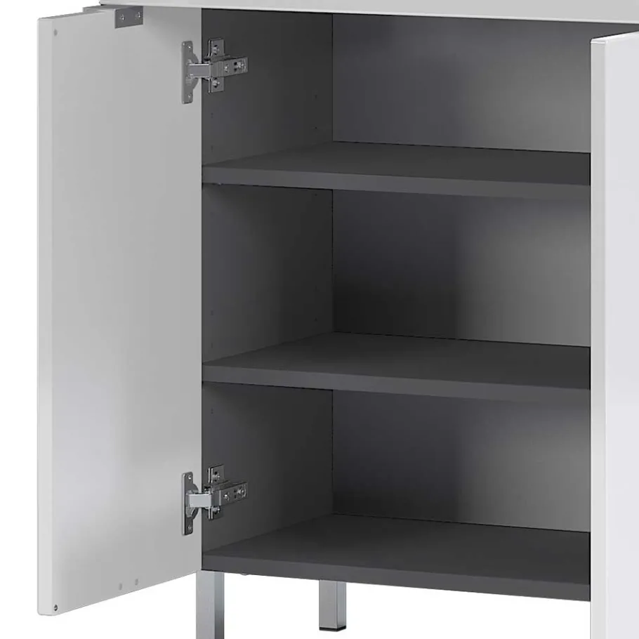 New Wohnen 60x97x34 Hochglanz Kommode in Weiß - Otrus