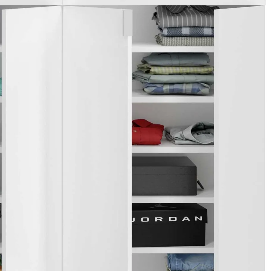 Sale Wohnen 122x99x34 Hochglanz Schuhschrank in Weiß - Ejulia (zweiteilig)