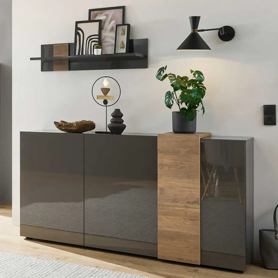 Clearance Wohnen 181x94x44 Hochglanz Sideboard in Dunkelgrau - Eracosta