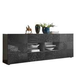 Hot Wohnen 241x84x42 Hochglänzendes Sideboard in Grau - Ipatal