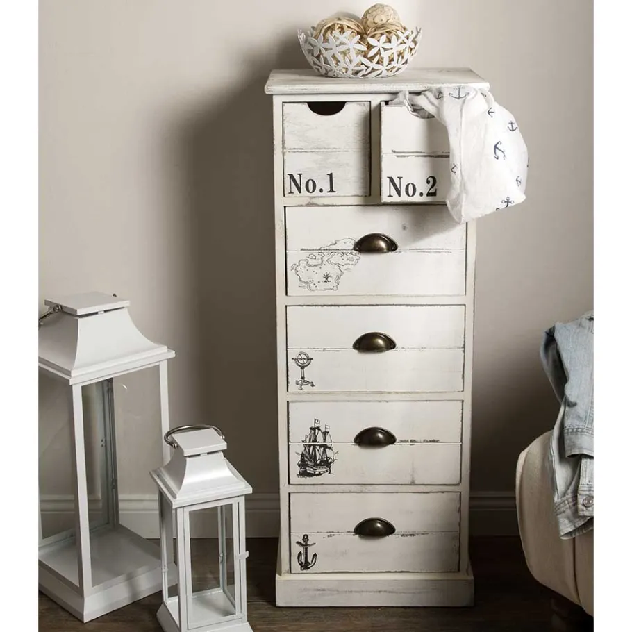 Best Wohnen 40x104x30 Hochkommode mit maritimen Motiven - Maggiore