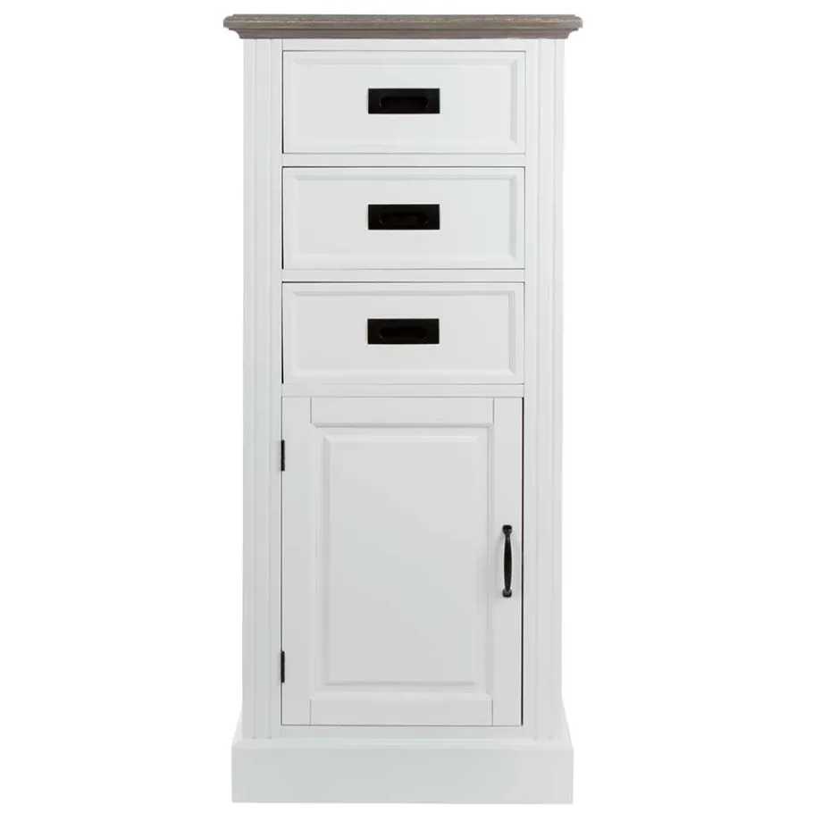 Best Wohnen 54x130x36 Hochkommode mit Tür & 3 Schubladen - Bleaks