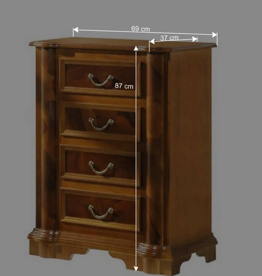 Wohnen 69x87x37 Hochkommode mit vier Schubladen - Palienca