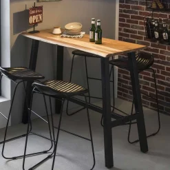 Hot Wohnen 125x112x51 Hochtisch aus Akazie Baumkante - Clause