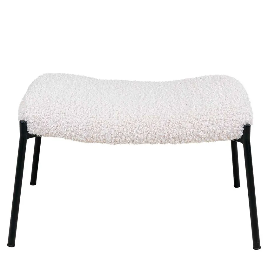 Discount Wohnen 61x41x36 Hocker mit Plüsch Sitz in Weiß - Elefonas