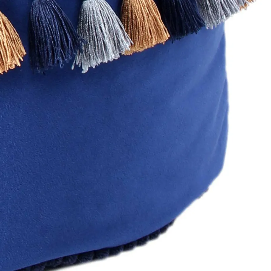 Clearance Wohnen 45x38x45 Hocker Pouf aus Samt in Blau - Quinn