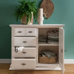 Outlet Wohnen 114x94x47 Hohe Kommode im Landhausstil - Beato