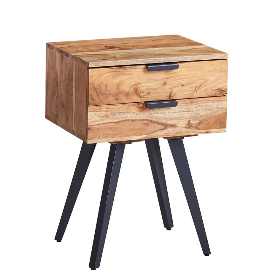 New Wohnen 47x65x35 Hohe Nachtkommode aus Akazie Natur - Ishi