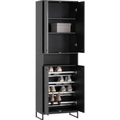 Online Wohnen 60x186x33 Hoher Schuhschrank mit 4 Türen & Fach - Anderian