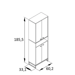 Online Wohnen 60x186x33 Hoher Schuhschrank mit 4 Türen & Fach - Anderian
